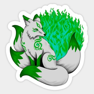 Green Kitsune Fox Sticker